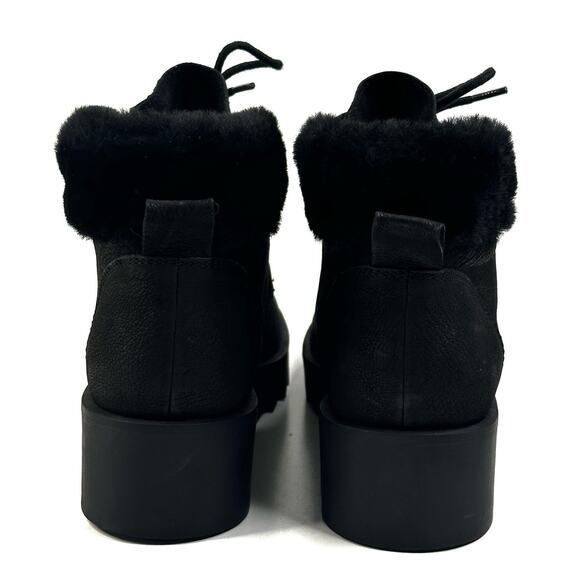 Eileen Fisher Kenille Black Nubuck Bootie Shearling Trim Wedge Womens 7 New $255 - Picture 4 of 10